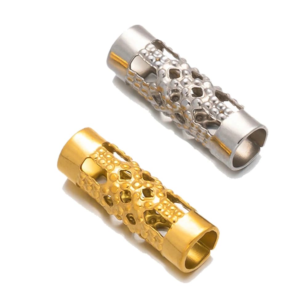 20pcs Gold Stainless Steel Hollow Tube Spacer Beads 3mm Hole European Column Bead for DIY Bracelet Necklace Craft Jewelry Making