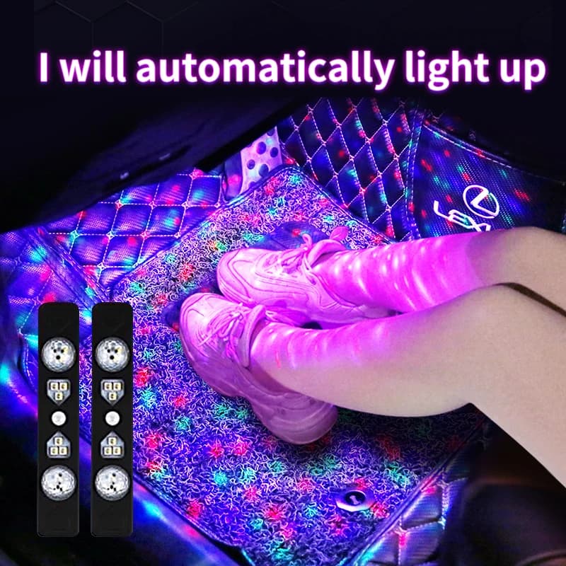Sensore di apertura automatica delle porte con illuminazione ambientale per auto, controllo vocale colorato, decorazione interna senza cablaggio, wireless.