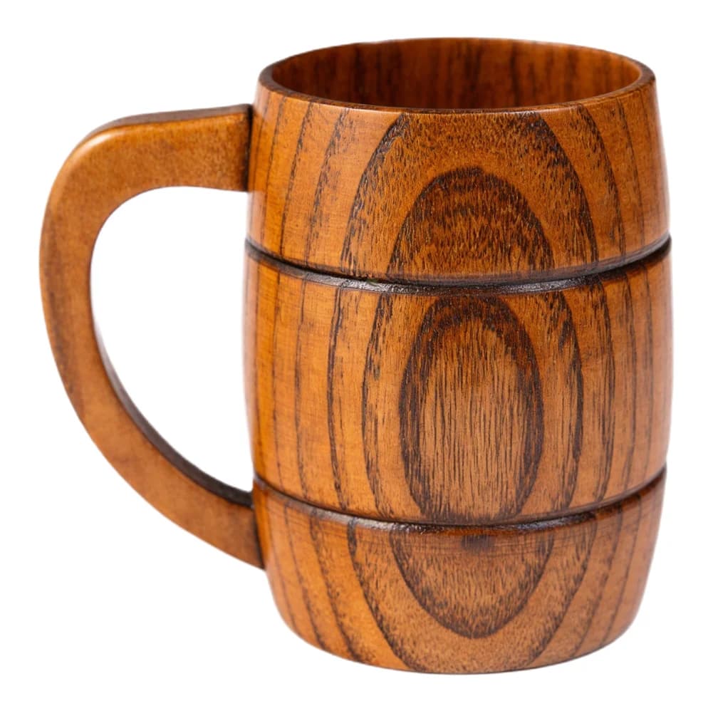 380ml Finished Wooden Beer Mug of Natural Jujube Wood with Clear Rustic Tankard for Beer Coffee and Tea 380ml Finished