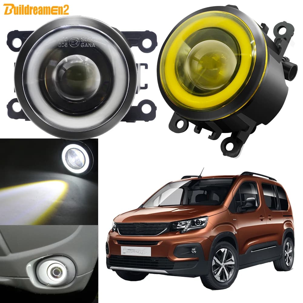 2 X Angel Eye Fog Light Daylight For Peugeot Rifter 1.2 PureTech 110 2018 2019 2020 2021 Car Front LED COB Fog Lamp DRL