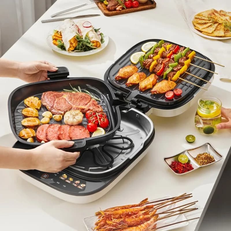 Piastra Elettrica Joyoung0 con Superficie in Porcellana Fluoro-Titanio, Macchina per Grigliare con Infrarossi Lontani 3D, Macchina per Pancake e Colazione