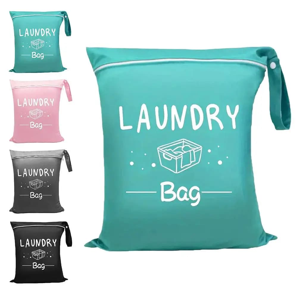 Waterproof Travel Laundry Bag Wet Dry Organizer Pouch with Zipper Hanging Strap Portable Storage Bag