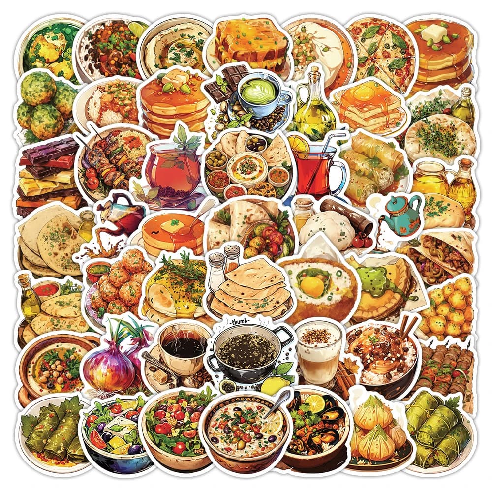 10/30/50pcs Del Fumetto Medio Oriente Cibo Graffiti Adesivi per Il Capretto Giocattolo FAI DA TE Cancelleria Del Computer Portatile Notebook Impermeabile Carino Decalcomanie pacchetto