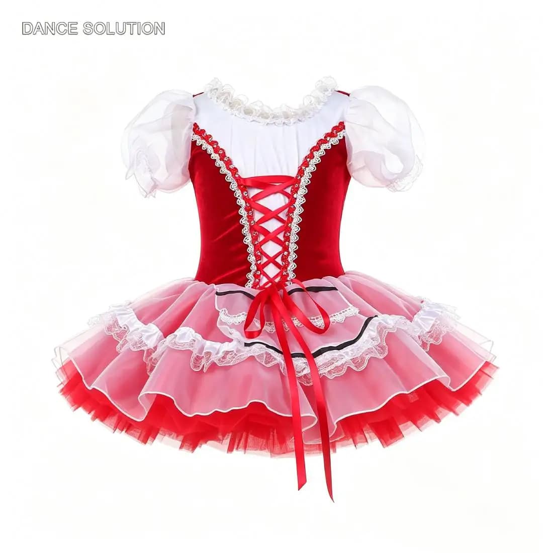 Girls Little Red Riding Hood Ballet Tutu Dress Figure Skating Competition Gymnastics Leotard Kids Stage Performance Character