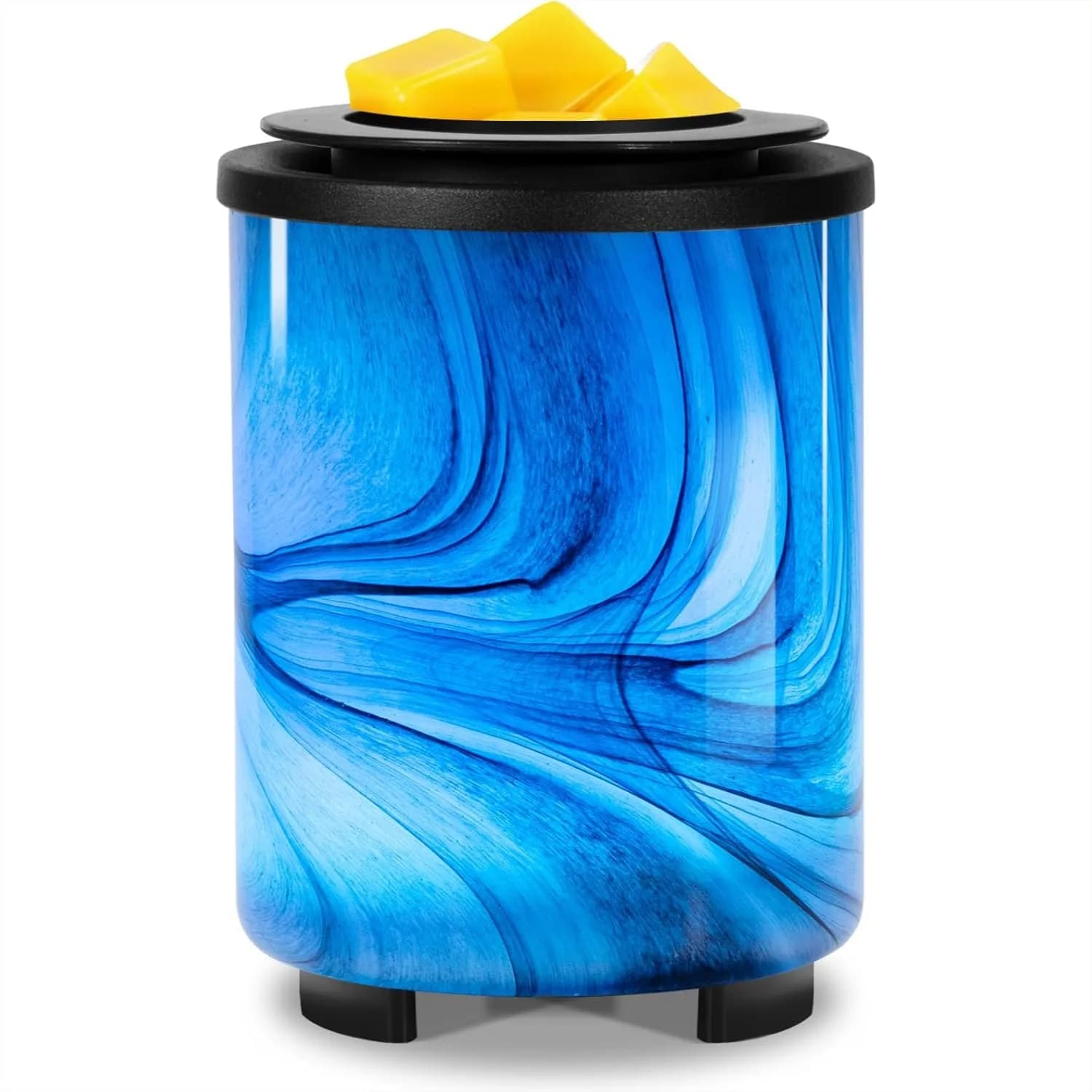 Scaldacera Elettrico con Luce Notturna a LED a 7 Colori, Vassoio in Silicone Rimovibile e Riscaldamento Efficiente, Design in Vetro Artistico per la Casa