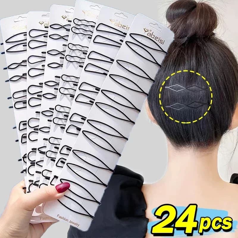 3/24 pz Nero Semplice Bobby Forcelle Donne Ragazze Invisibile In Metallo Ondulato Triangolo Pinze Barrettes Hairgrips Copricapo Spilli