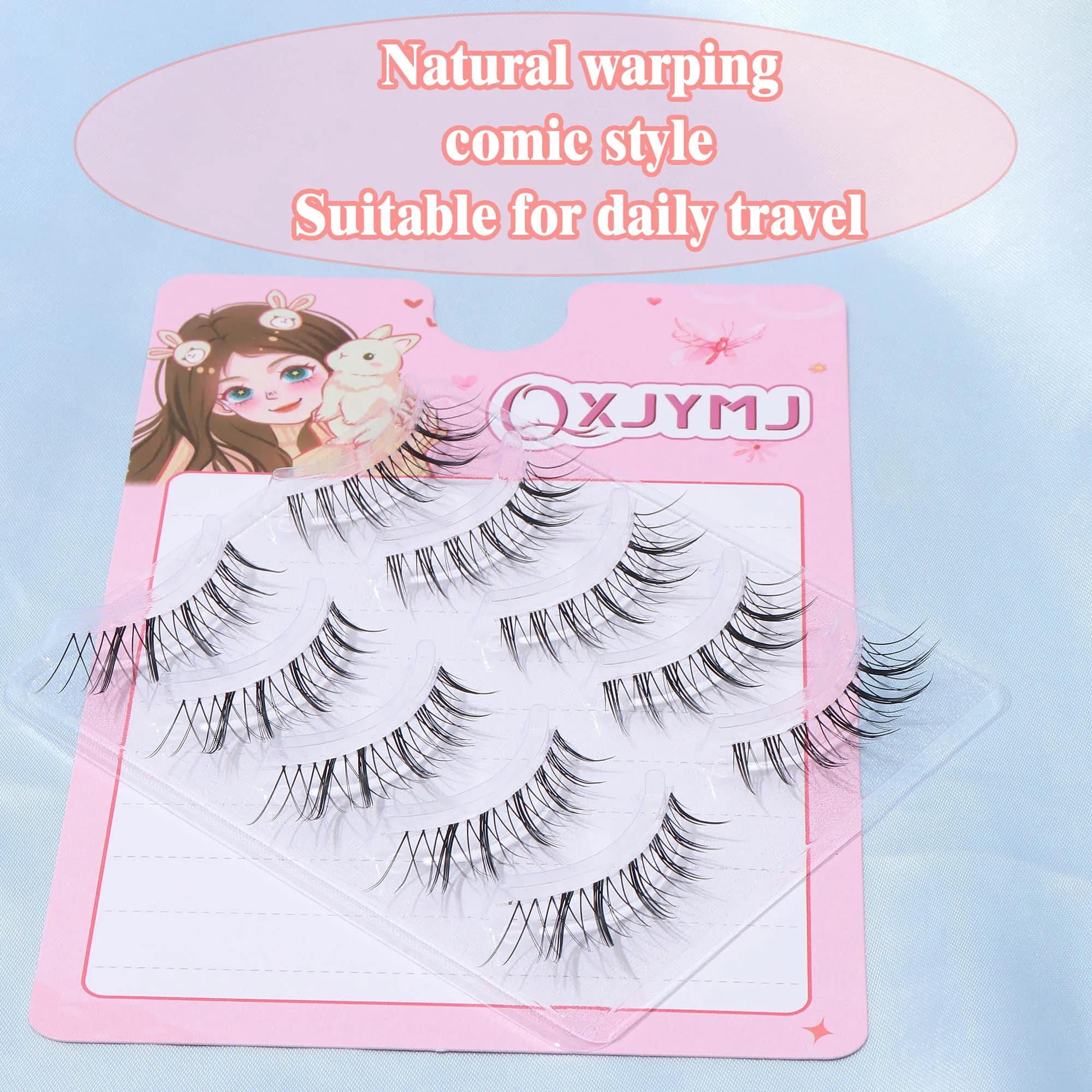Wispy Individual Lash Clusters, Cute Cartoon Packaging Lash Set, Natural Fluffy False Eyelashes, Christmas Gift, Cute Small Gift