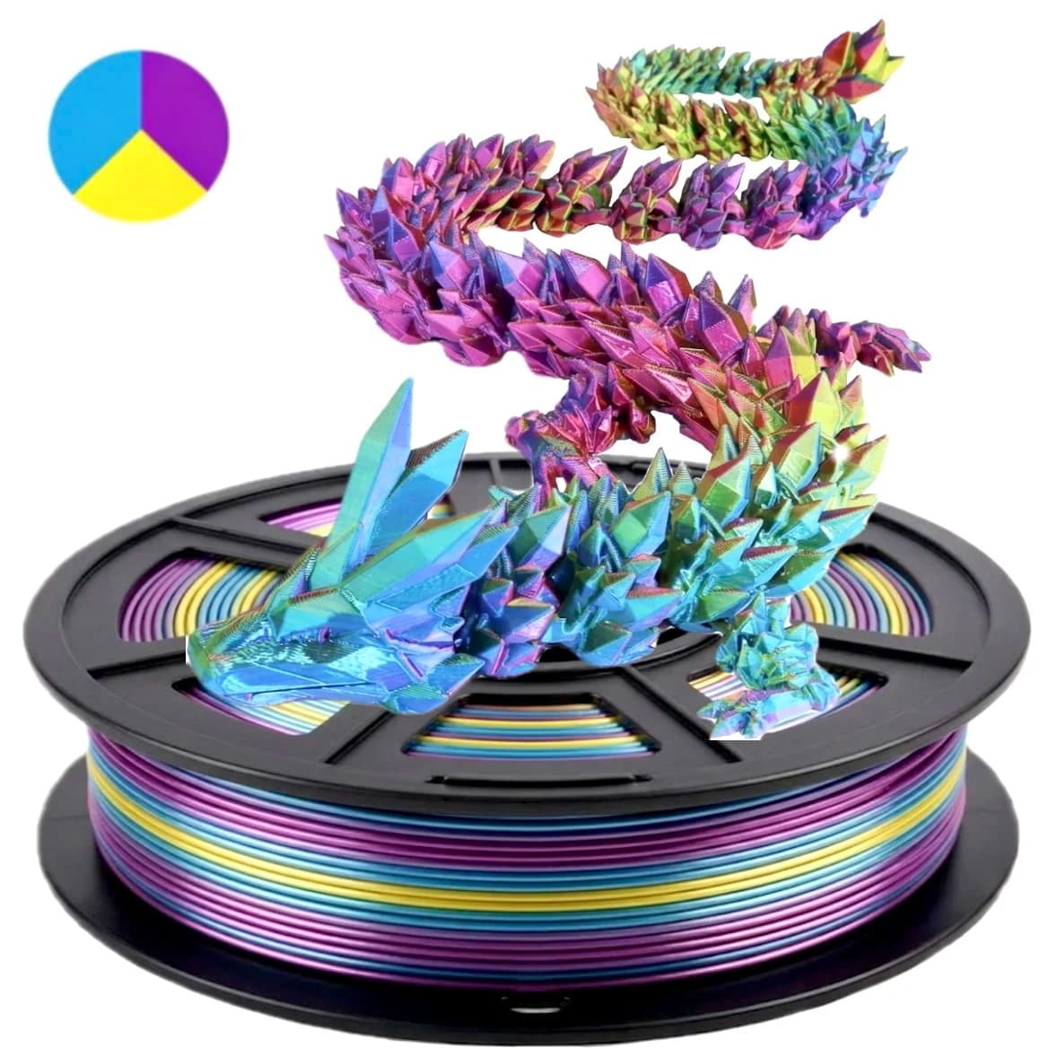 3D printer filament, 1.75 mm PLA filament, three-color rainbow silk PLA filament, rainbow PLA filament with silk, 3D printing fi