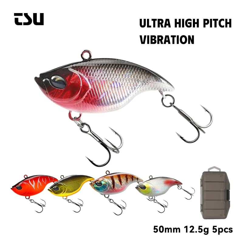 TSURINOYA Vibration TEMPTER 50S Fishing bait set 5pz 50mm 12.5g Esca Rigida per Pesca a Molla con Box Porta Esche Kit Equipment Lipless