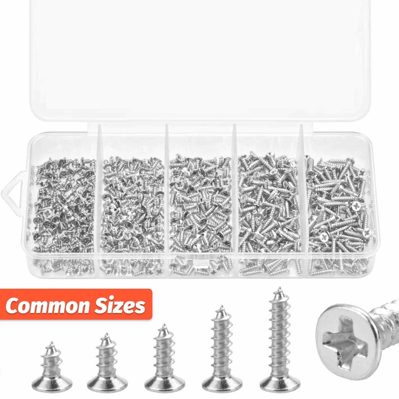 Kit Assorted of 500 Mini M2 Autoflowering Screws in Head Plate Phillips in Alloy Steel, 5 Measures, Fai-da-Te Set for Electronics
