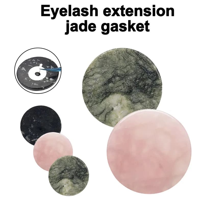 New green pink jade stone with eyelashes palette extensions reusable fake eyelashes adhesive pallet pad support JJMGJ03