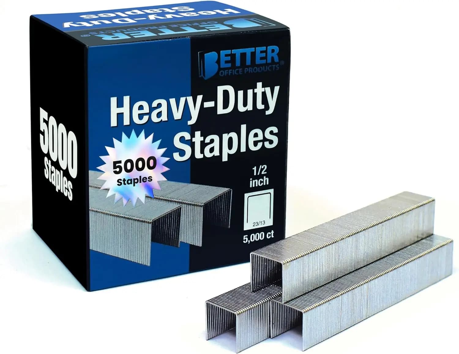 Punti metallici resistenti da 5000 pezzi, misura 23/13, lunghezza 1/2 pollice, punta a scalpello per graffette ad alta capacità