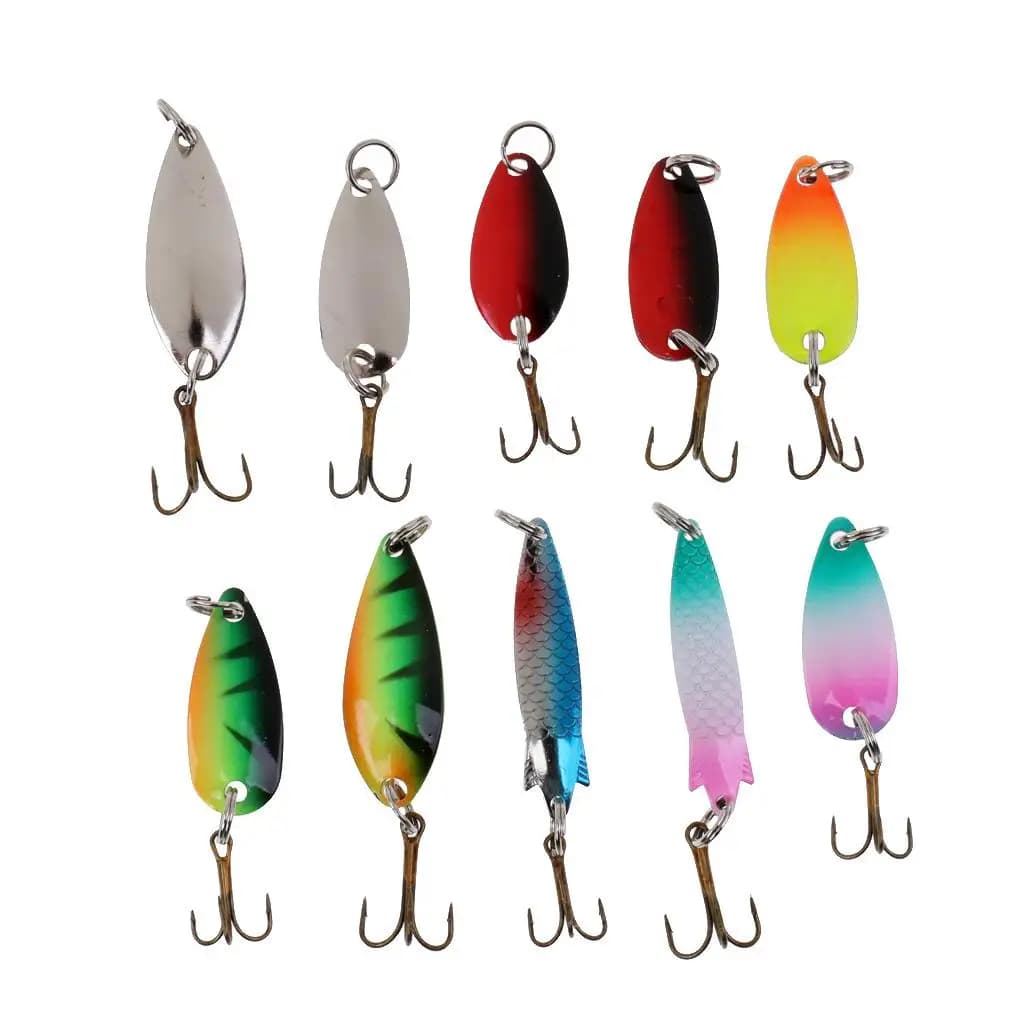 Set di Esche Artificiali con Paillettes, Cucchiaini Metallici, Esche Dure, Crankbait per la Pesca di Trota, Salmone e Spigola, con Scatola Porta Attrezzatura
