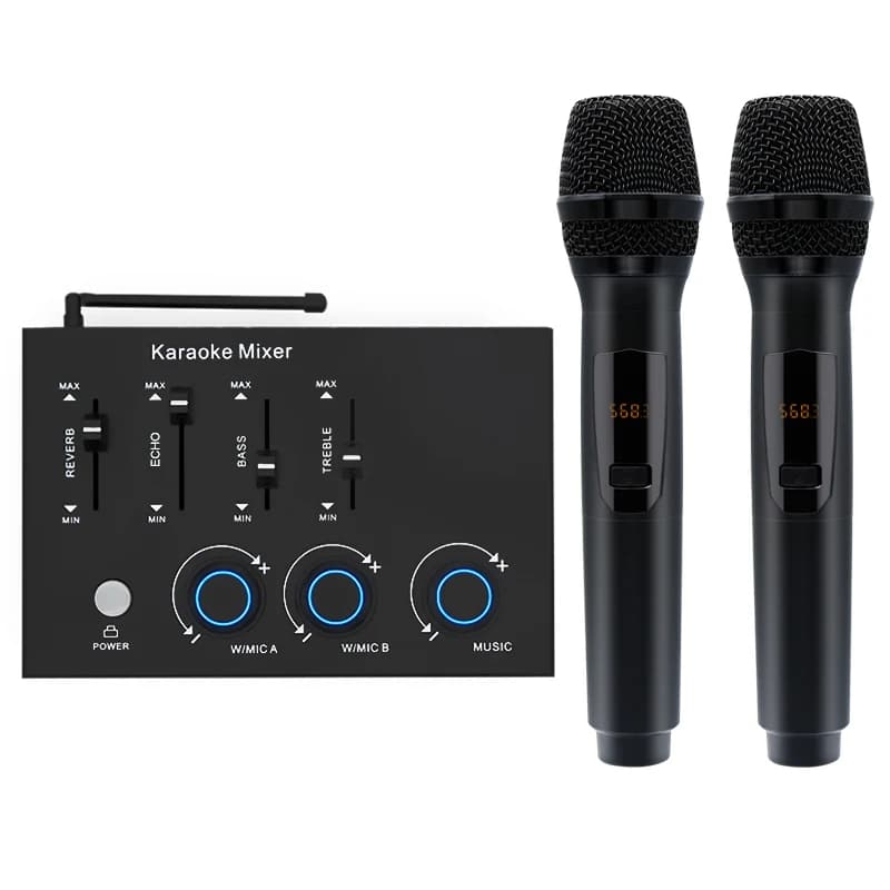 Nuovo Arrivo OEM BT HD Karaoke Mixer Home Theater Uhf Sistema Ricevitore Microfono Senza Fili per Smart TV PC Amplificatore Altoparlante