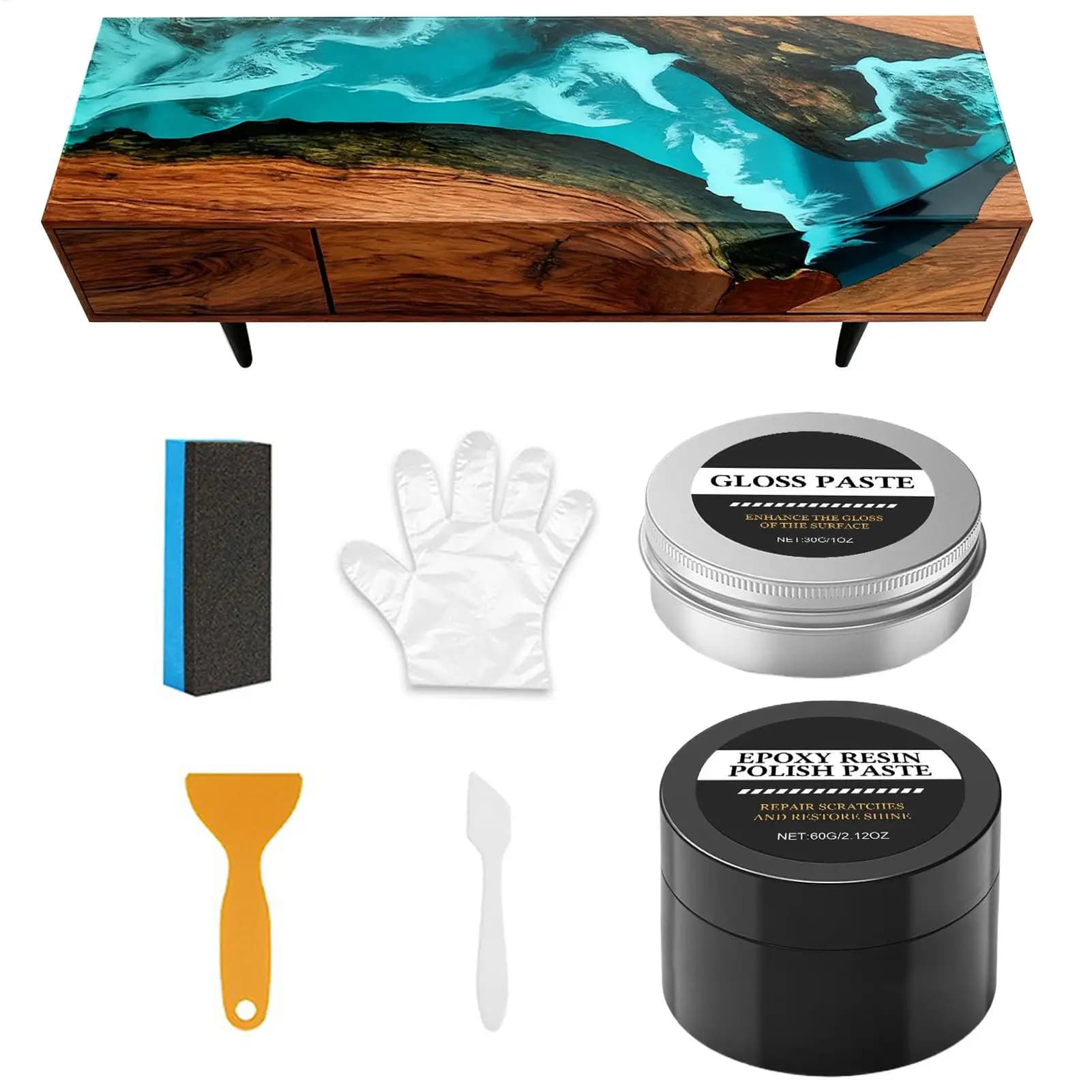 Kit per lucidatura in resina epossidica - Composto cremoso per la rimozione dei graffi per ripristinare la lucentezza - Lucidatura facile per l'arte della resina, la decorazione della tavola