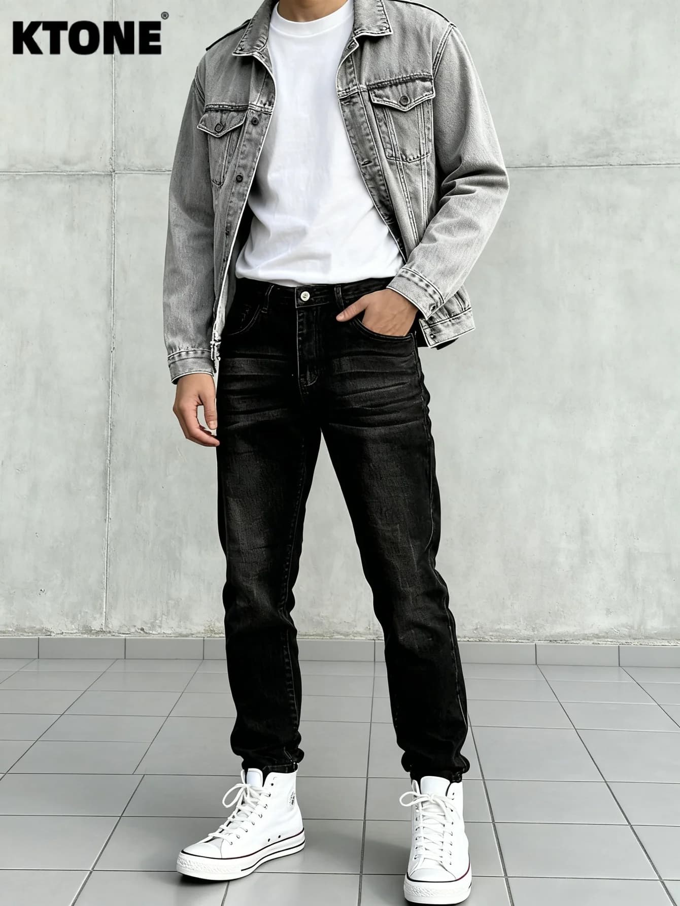 Jeans Slim Originali da Uomo Stile Hip-hop Nero Y2K, Pantaloni in Denim alla Moda, Senza Accessori o Cinture Inclusi