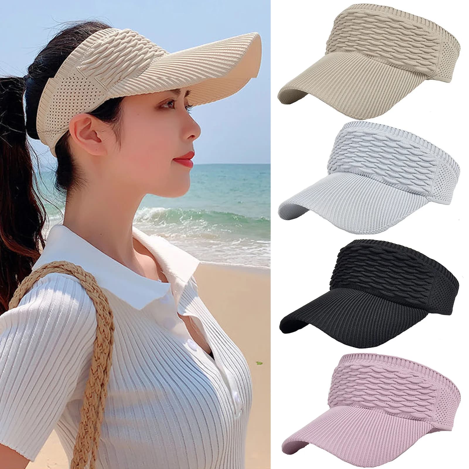 1Pc Cappelli da sole anti-uv da donna Cappellini con visiera superiore vuoti regolabili traspiranti per tennis Golf Corsa Viaggi Spiaggia Sport Cappello da esterno