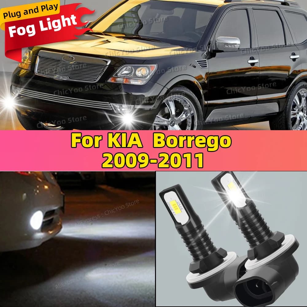 2Pcs 20000LM Auto Fog Lamps Canbus Car Fog Lights 6000K White 12V For KIA Borrego 2009 2010 2011 Night Driving Safety