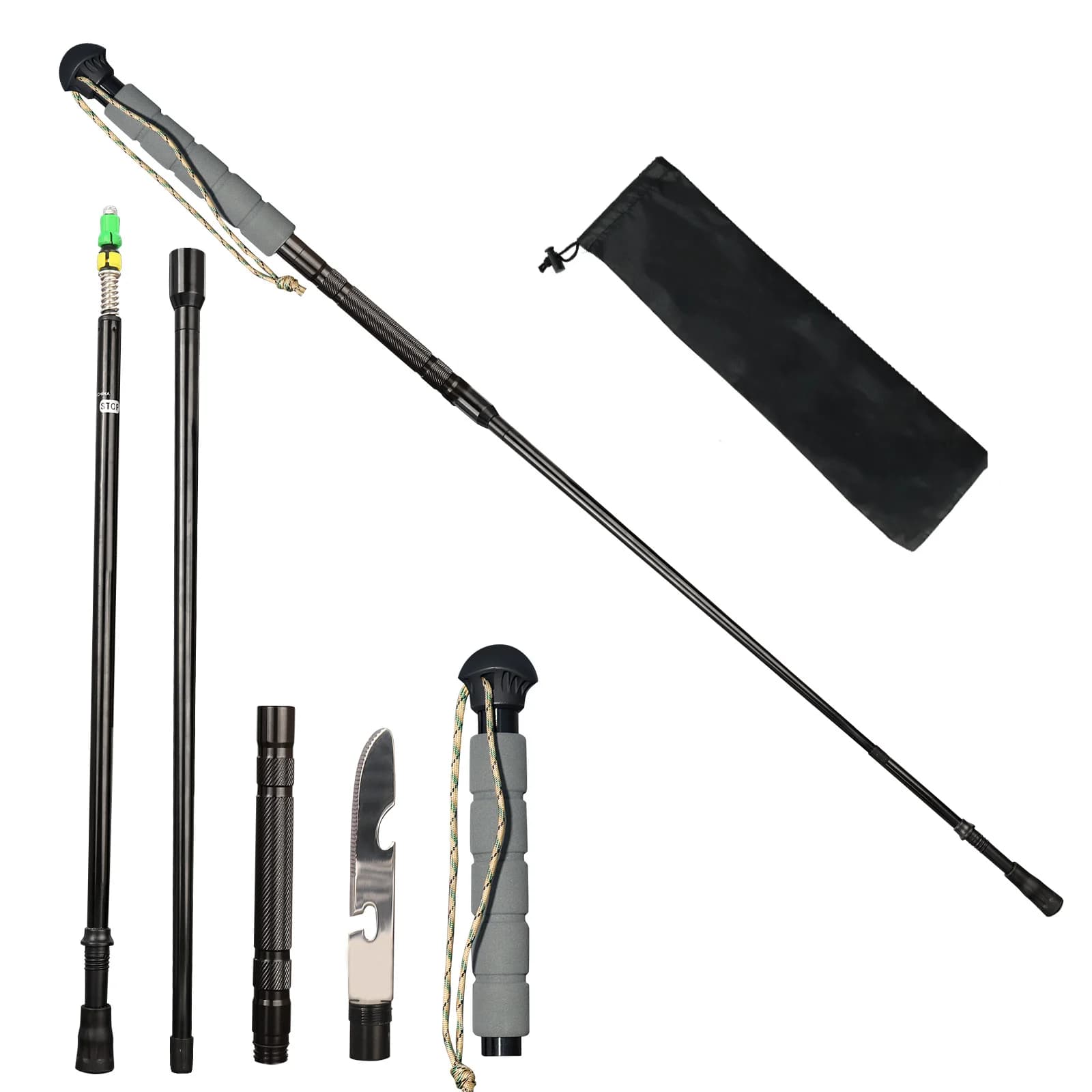 Outdoor Hiking Poles Stick Aluminum Alloy Adjustable Height Multi-Functional Lightweight Trekking Poles Walking Stick