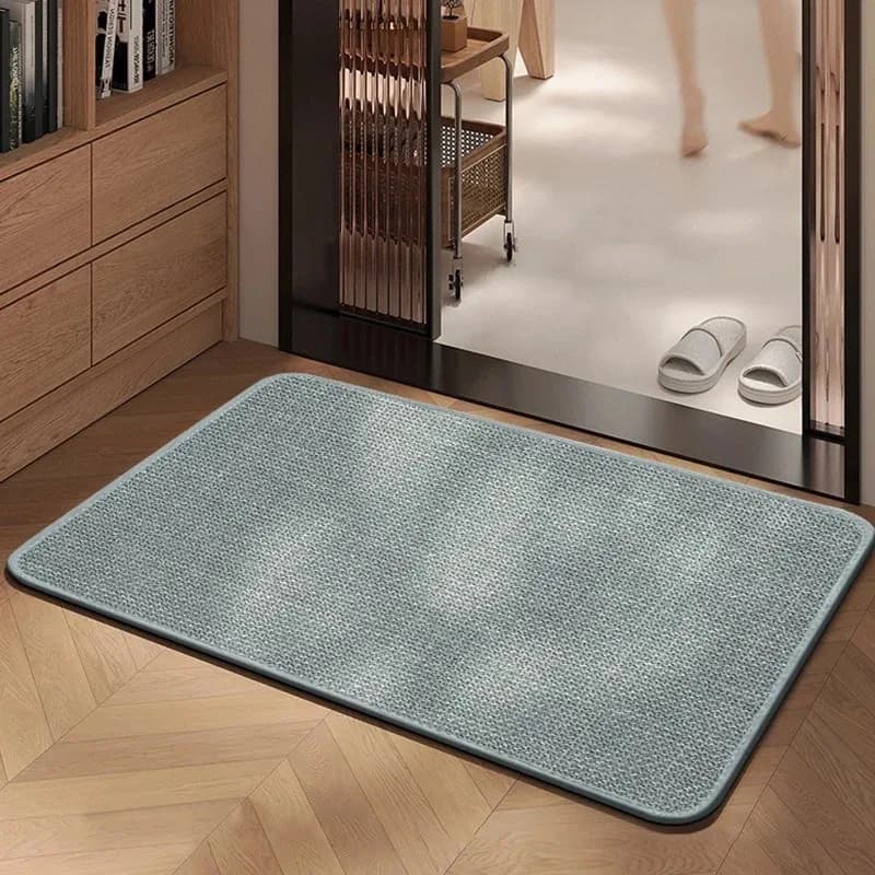 Solid Light Grey Woven Texture Doormat Non Slip Wear Resistant Indoor Entryway Floor Mat Door Mat
