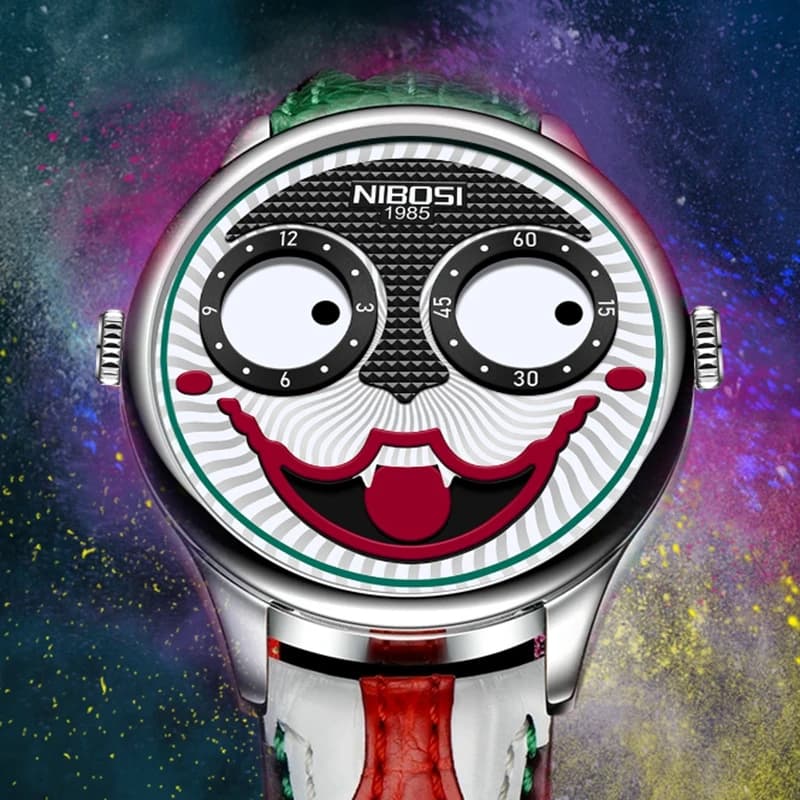 Cool Joker Orologio da uomo Classico da uomo Orologio da clown Cinturino in pelle di moda Orologi da polso al quarzo impermeabili Reloj Hombre Drop Shipping