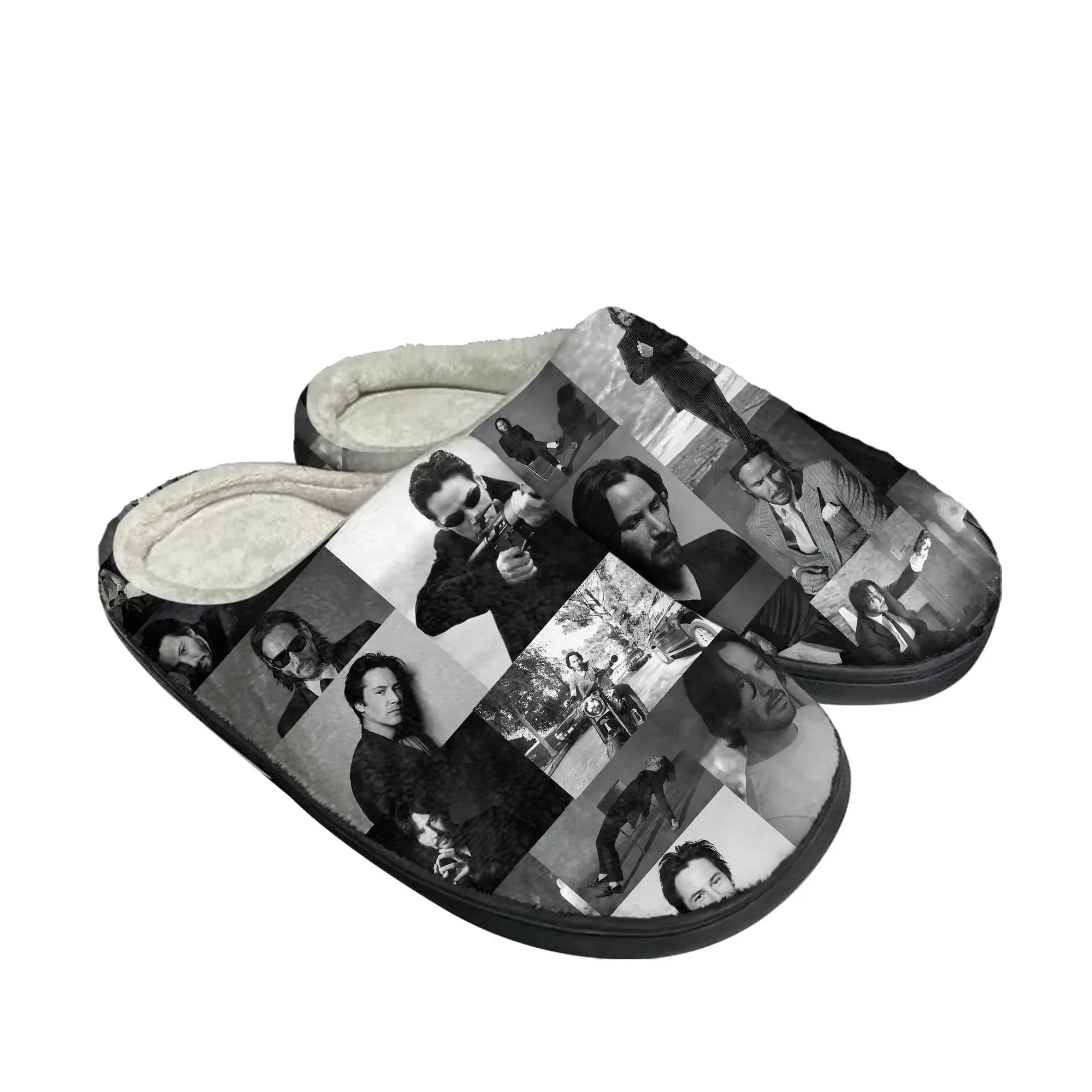 Pantofole in cotone Keanu Reeves per uomo e donna, in peluche, da camera, casual, calde, termiche, da interno, personalizzabili fai da te