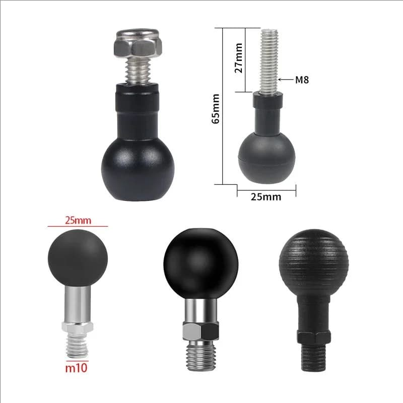 Adattatore a testa sferica in alluminio da 17mm 25mm a vite M6 M8 M10 per RAM Garmin Mount Supporto per telefono per moto Staffa per auto Supporto per fotocamera