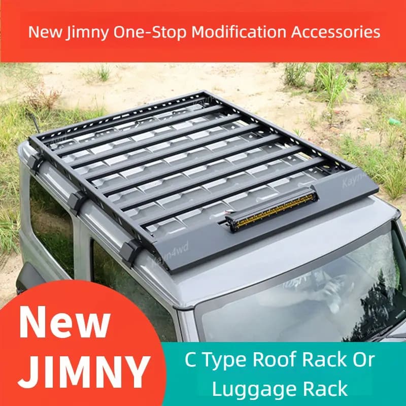 Off Road 4x4 accessori modificati portapacchi in alluminio portapacchi con faretto a LED per 3 porte 2019 + SUZUKI Jimny JB64 JB74
