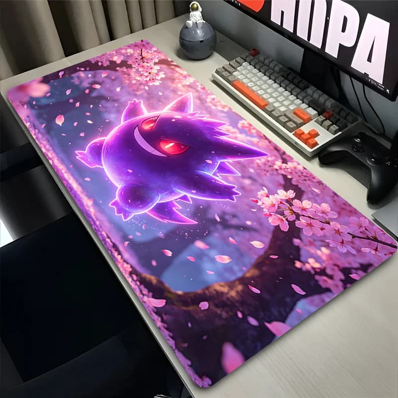 Tappetino per Mouse Popolare Anime Pokemon per Giocatori E-sports, Tappetino per Mouse da Gaming Sakura Gengar in Gomma con Bordo Bloccato