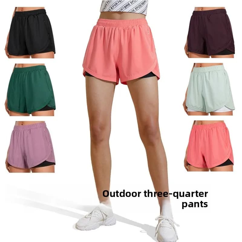 Pantaloncini Sportivi Estivi da Donna per Palestra, Yoga, Fitness, Corsa e Ciclismo, Traspiranti, Senza Cuciture, a Vita Alta