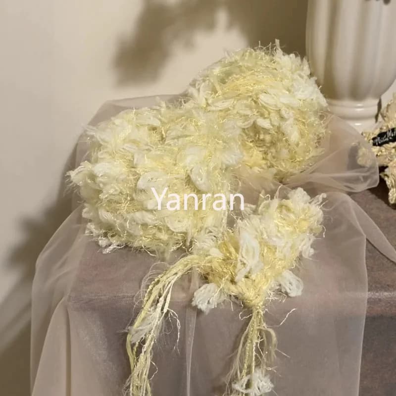 100g Light Yellow Hand-mixed Yarn Soft Dreamy Wool Featuring Hair Hand-woven DIY Bag Accessorie Card Holder Hair Band Mixed Yarn