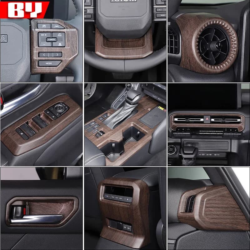 Auto Cambio Finestra Pannello di Controllo Air Vent Uscita Copertura Grano di legno di quercia Interno Per Toyota Land Cruiser 250 Prado LC250 2024 +