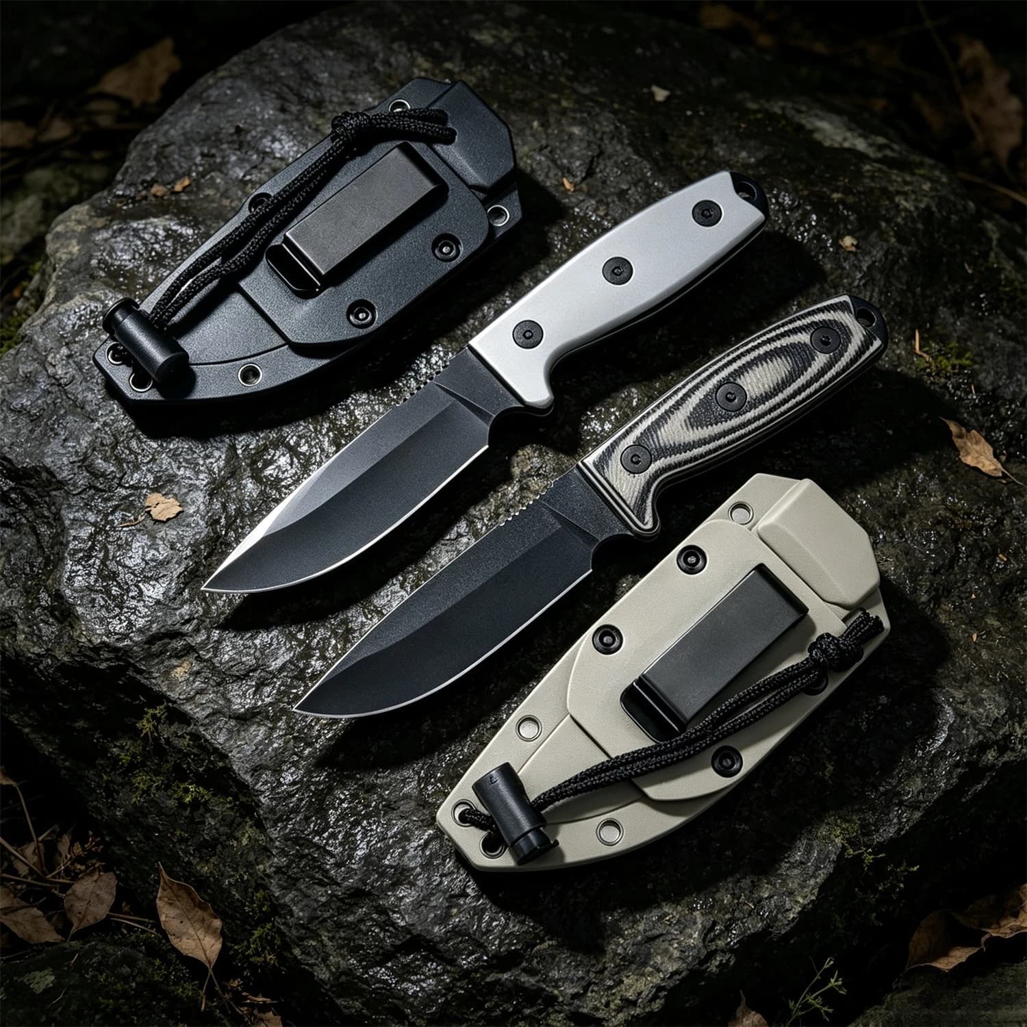Durable EDC Fixed Blade Knife D2 Steel Blade Textured G10 Handle with Kydex Sheath, Outdoor Camping Kitchen BBQ Utility Knives