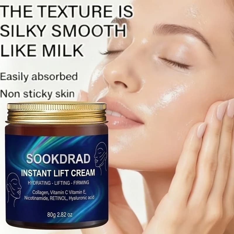 Crema Effetto Lifting Istantaneo, Collagene, Idratante e Rassodante, 80g, Uso Quotidiano, Per Tutti i Tipi di Pelle