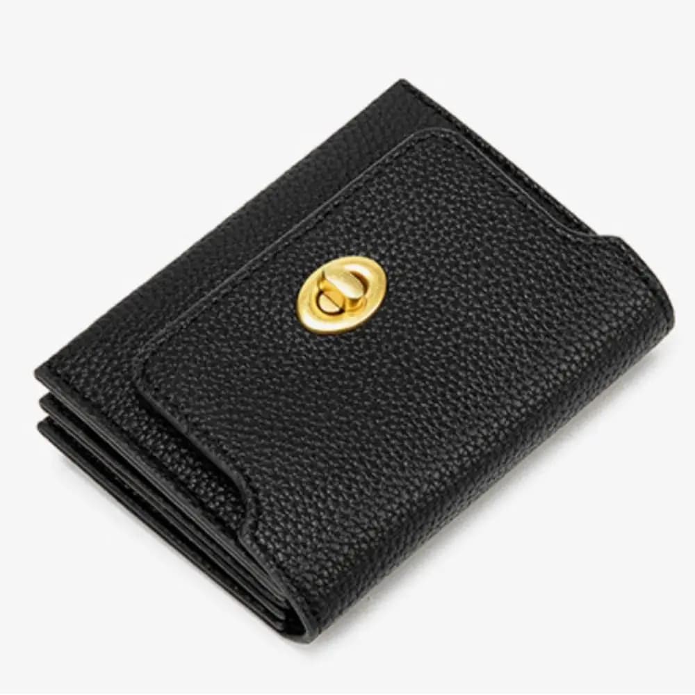 Portafogli corti in pelle PU porta carte di credito portatile in tinta unita per donne e ragazze