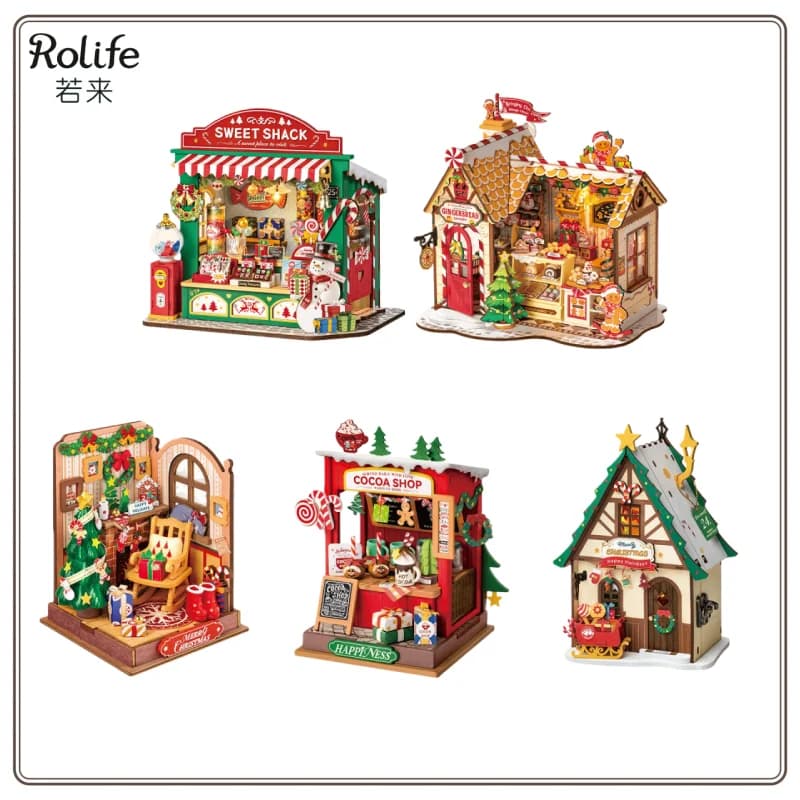 NUOVO originale RolifeDIY Natale Candy Stall piccola casa in miniatura fatta a mano assemblaggio casa modello blocchi di costruzione regalo di Capodanno