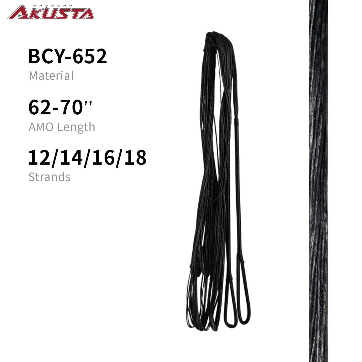 Corda per Arco Ricurvo Akusta BCY652 ILF AMO 62-70 Pollici 12 14 16 18 Fili Nera per Tiro con l'Arco e Tiro al Bersaglio
