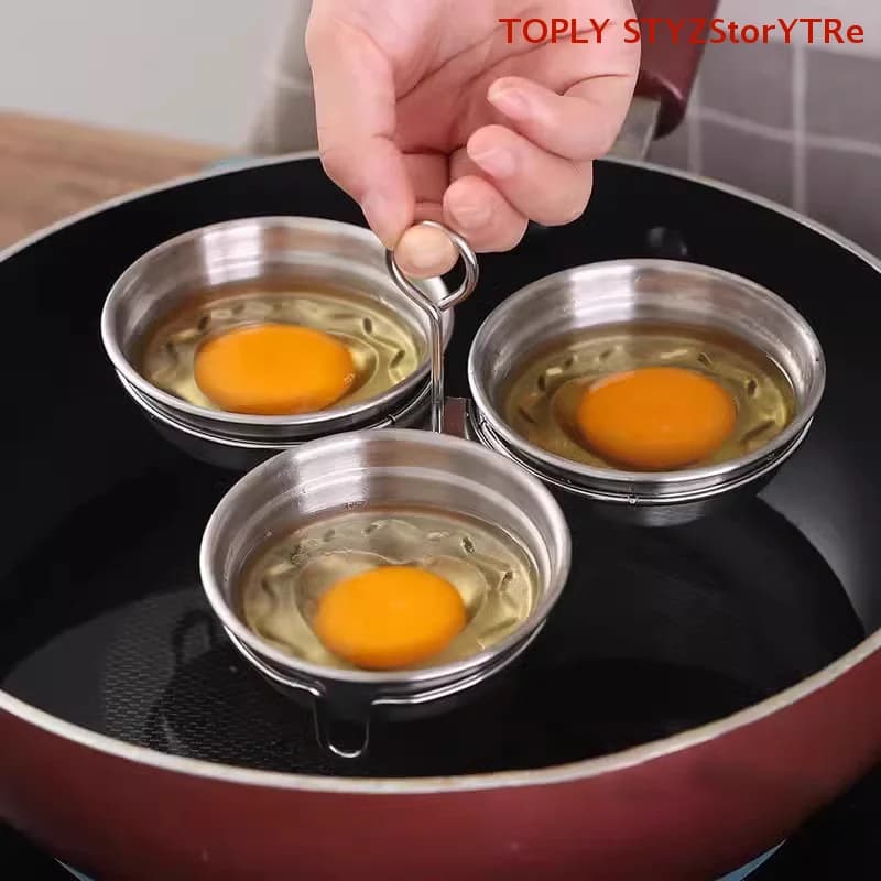 1PC Stainless Steel Egg Poacher Poaching Pan Mould Egg Steamer Steamed Egges Mold Hoousehold Kitchen Cooking Tool Gadget