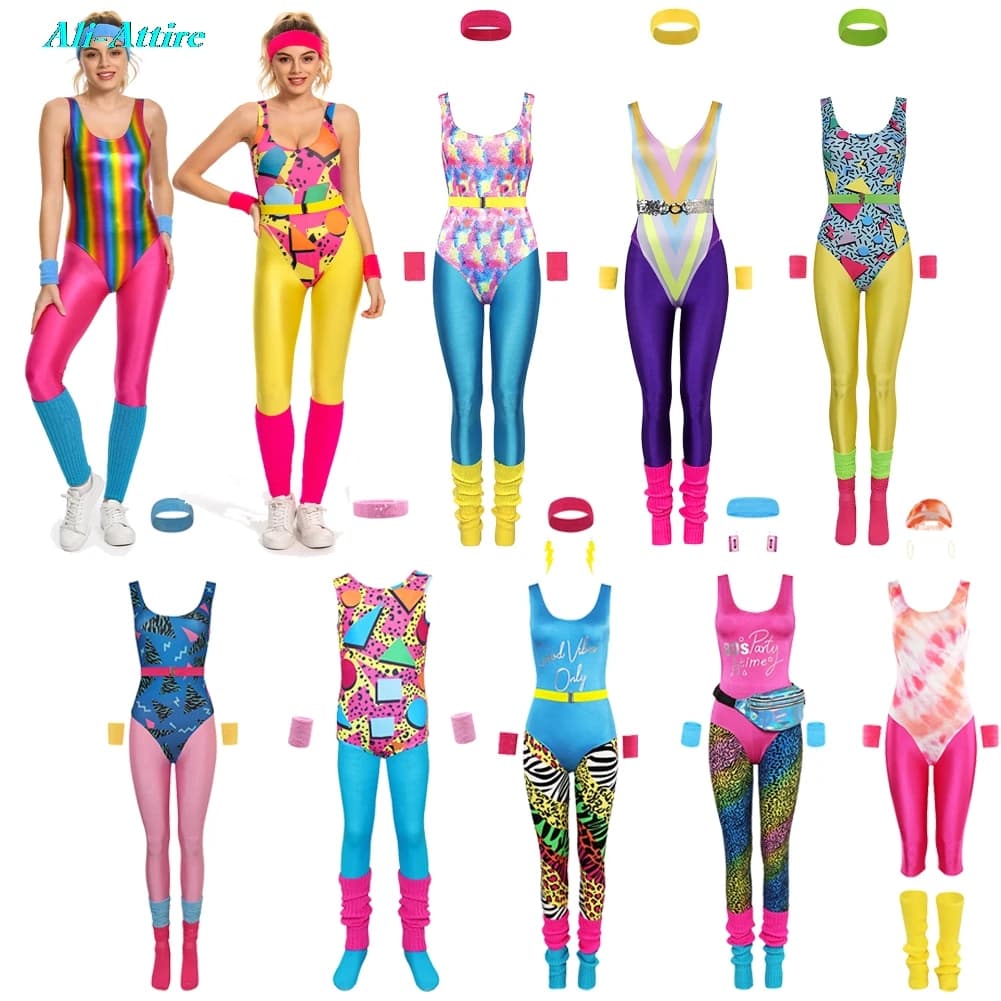 Yoga Sportswear Fitness Hippie Fantasia 80's 90's Cosplay Costume Adult Dressability Halloween Carnival Party Dresses