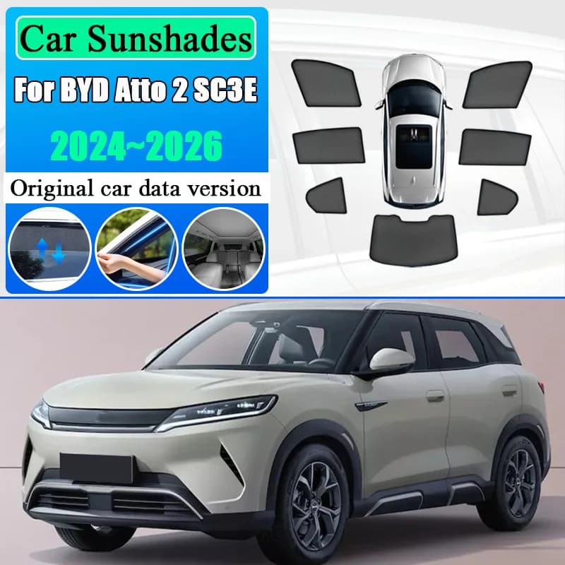 For BYD Atto 2 DMI 2024-2026 Yuan Up Atto 2 S1 Pro Car Mesh Shade Window Sunshade Sunscreen Privacy Curtains Visors Accessories