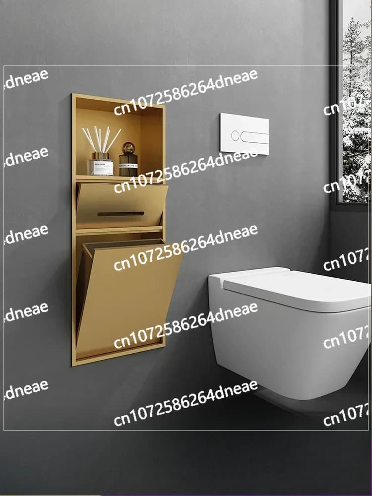 Contenitore per WC Nicchia Scaffale per WC incorporato in acciaio inossidabile con porta Scopino per WC Armadietto per fazzoletti da bagno