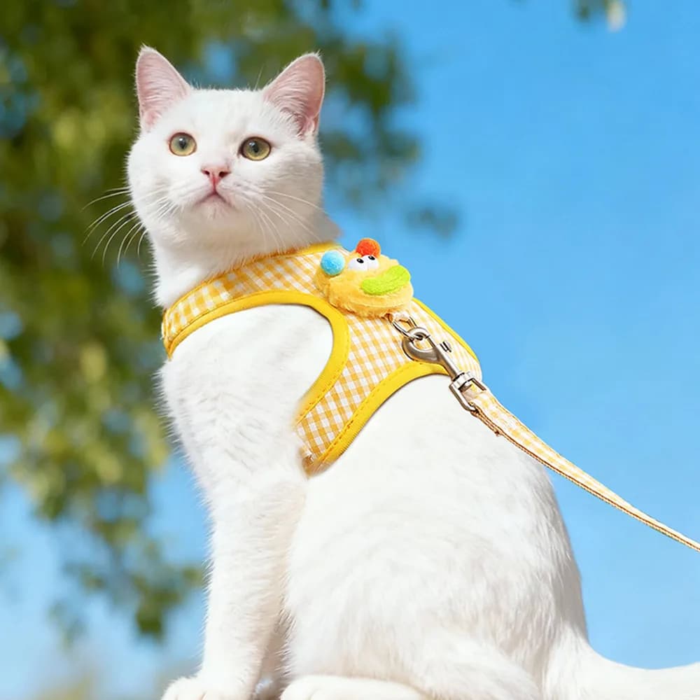 Cat Dog Harness With Leash Cat Collar No Pull Breathable Polyester Escape Proof Harness For Puppy Cat Out Walking Pet Supplies