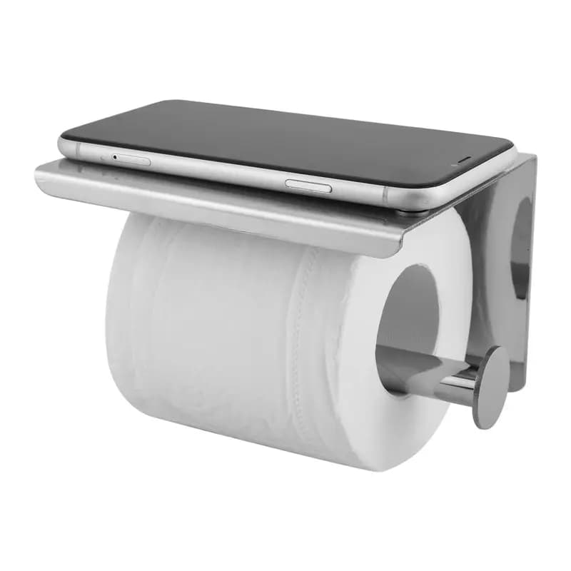 ABLA-SUS 304 Stainless Steel Toilet Paper Holder With Phone Shelf, Bathroom Tissue Holder Toilet Paper Roll Holder