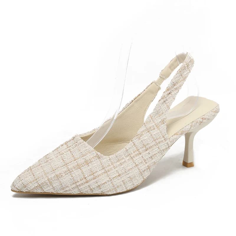 Women's Summer Pointed Toe Open Heel Mule Sandals 2026 New Style Comfortable Elastic Band Fashionable Casual Party High Heels