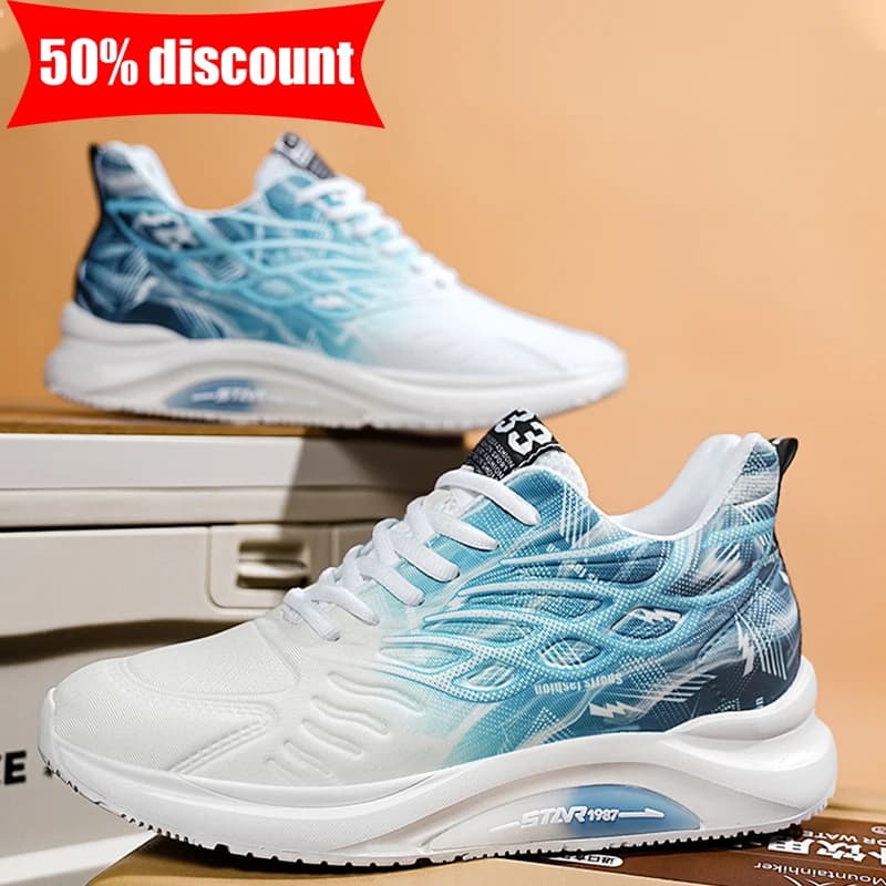 Sneakers da uomo alla moda con lacci, antiscivolo, suola morbida, scarpe da passeggio per esterni, per il pendolarismo quotidiano, versatili, casual, taglie grandi 37-46