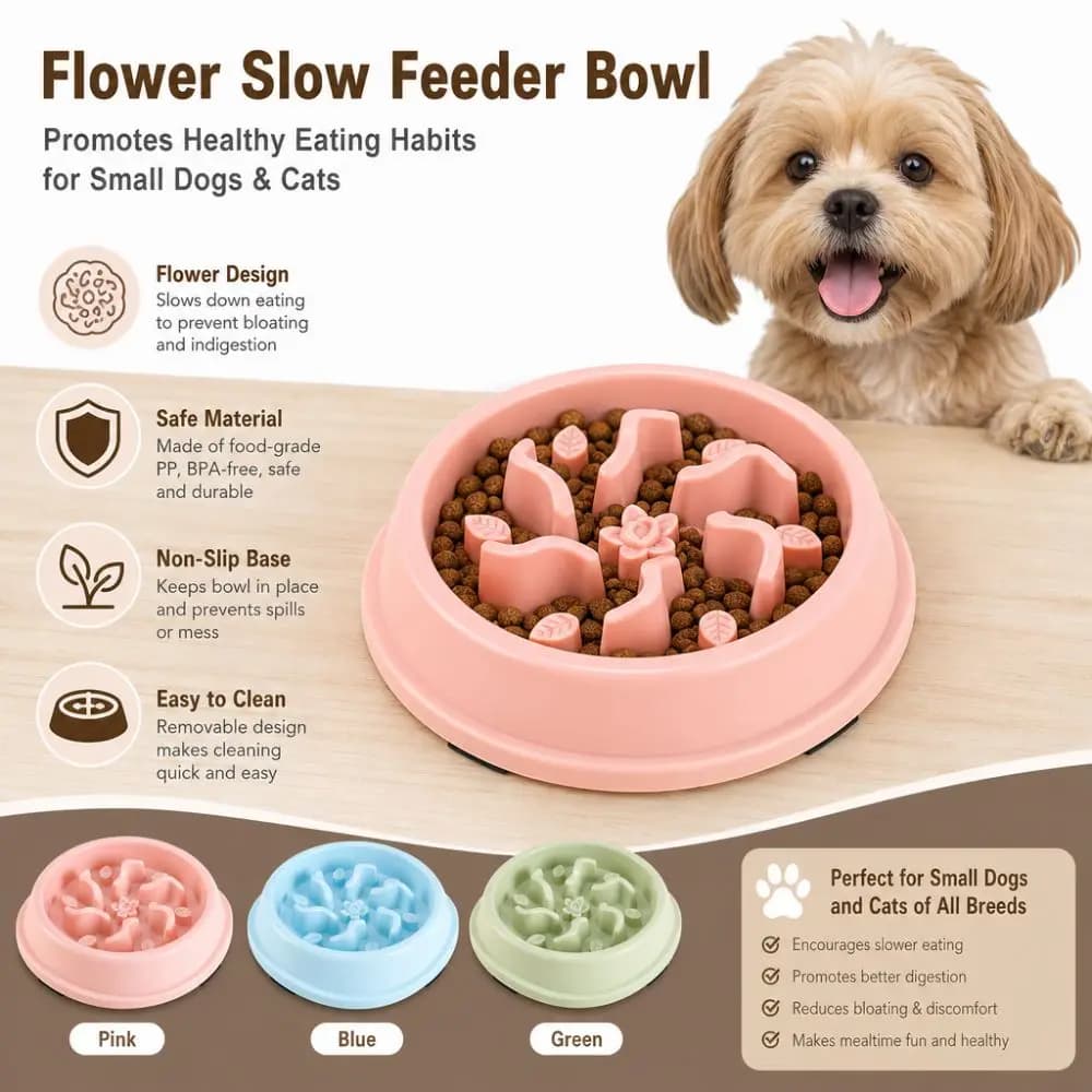 Practical Anti-Tip Slow Feeder Bowl Prevent Choking BPA-Free Pet Food Dish Easy Clean Sturdy Slow Eating Bowl Pet Supplies