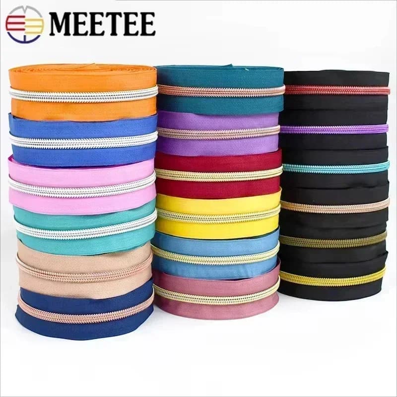 5/8/10M 5 # Cerniere in nylon Meetee al metro, cerniere a spirale per borse, chiusure per giacche, ricambi per cerniere, accessori per riparazione e cucito