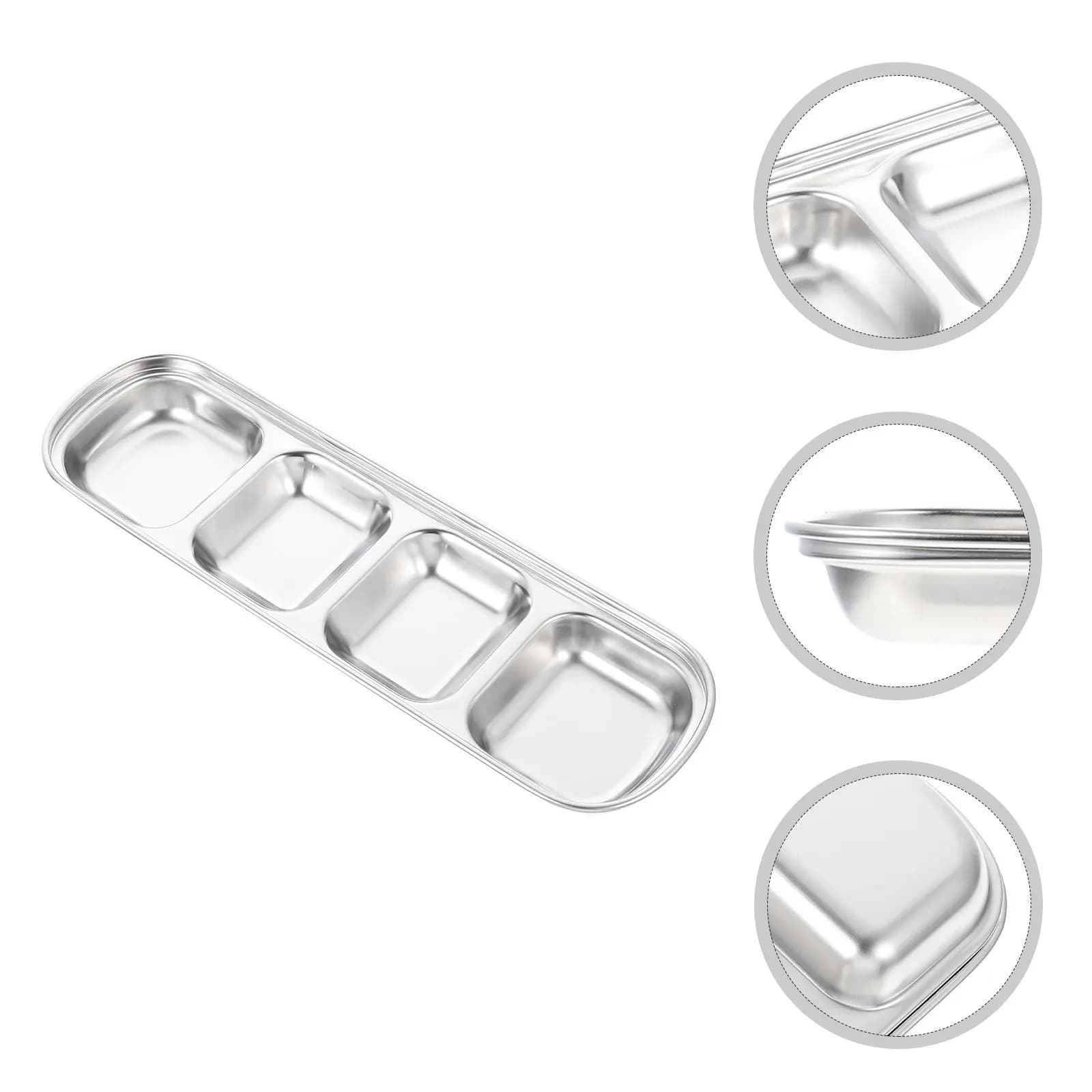 Hamster Stainless Steel Food Bowl Four-Grid Design Safe Smooth Edge for Small Pets Feeding Water Food Container Pet Feeder