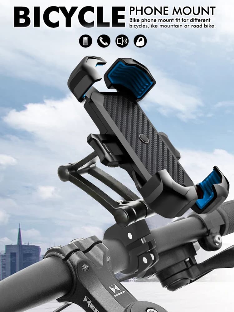 360 ° Supporto Rotante per Telefono da Bici per Smartphone GPS da 4-7 Pollici, Montaggio Anti-Vibrazione per Manubrio di Bici da Montagna, Bici da Strada e Moto