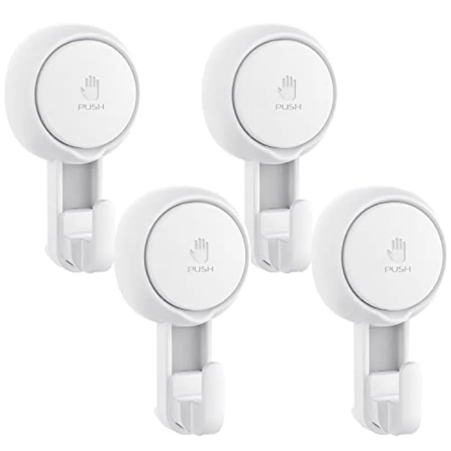 Suction Cup Shower Hooks for Loofah, Robe, Towel, Heavy Duty Waterproof, Reusable Vacuum Suction Hooks for Bathroom Kitchen